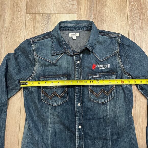 WRANGLER Women's Pendleton Whisky Long Sleeve Western Snap Denim Top Size Small - Picture 6 of 10